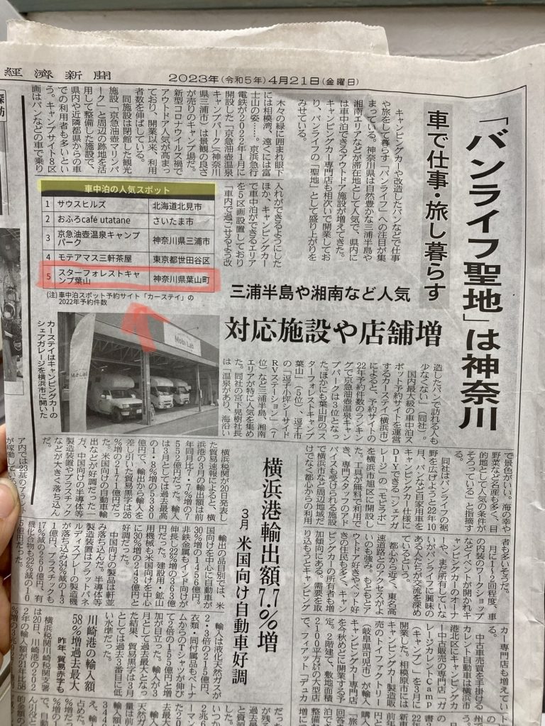 日本経済新聞で【車中泊の人気スポット】！？